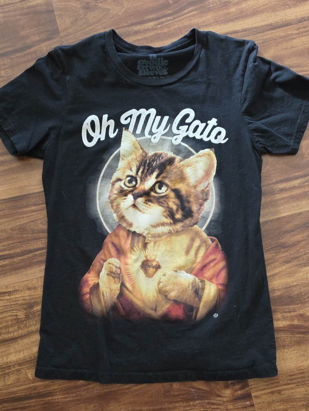 Black "Oh My Gato" Cat Graphic Tee
